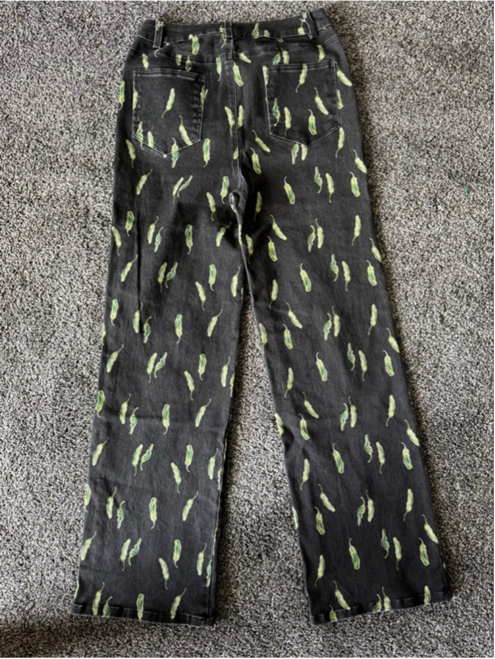 Women's Bailey Rose Black & Green Pepper Print Wide Leg Jeans S - Picture 8 of 11